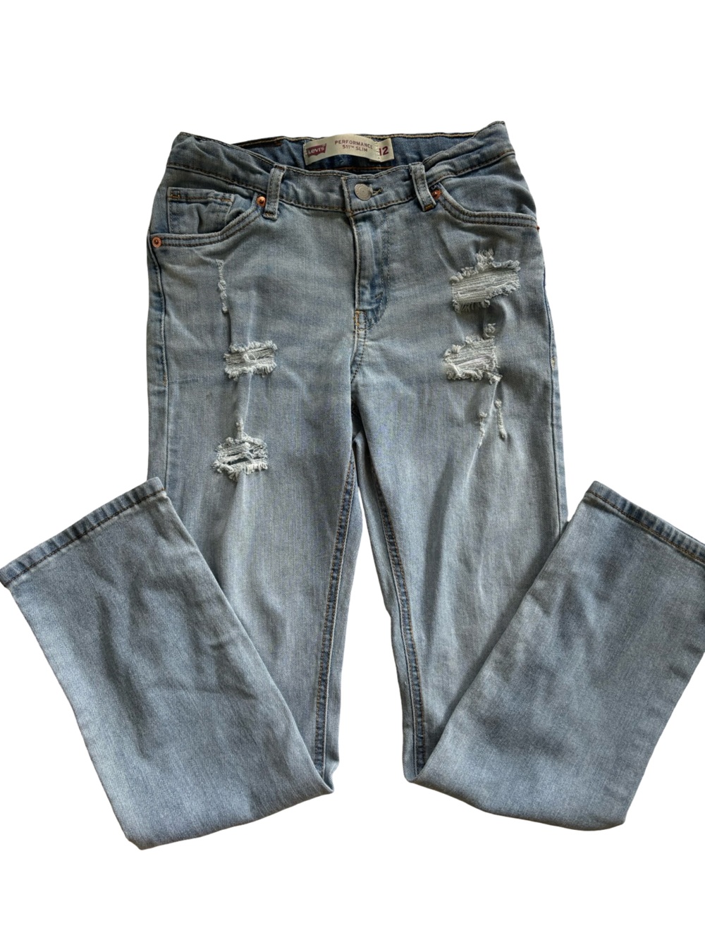 Levi’s 511 Performance Slim Boys Jeans Light Wash Distressed, 12 Regular